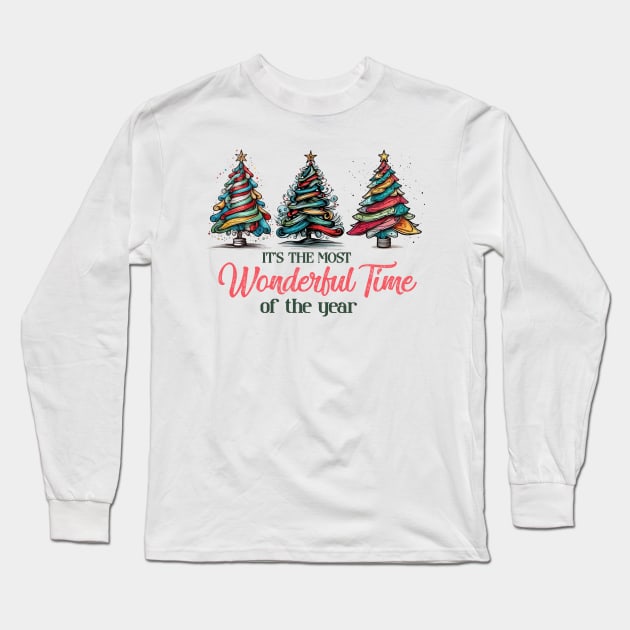 Christmas Trees Quote Long Sleeve T-Shirt by Chromatic Fusion Studio